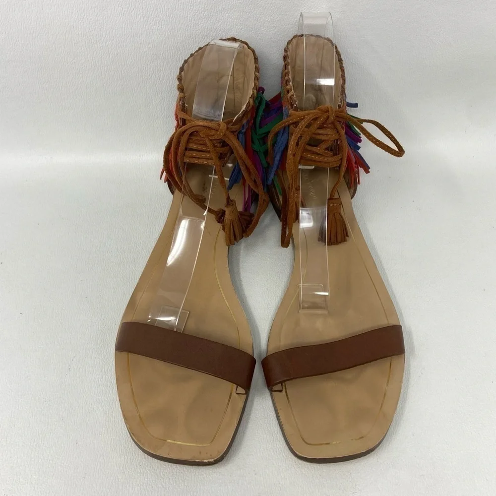Zara Women Multi-color Leather Fringe Sandals, Women’s Size EU 40/US 9 - Picture 5 of 12